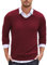 COOFANDY Suéter con Cuello en V para Hombre, suéter básico Ajustado, suéter de Punto de Manga Larga para Hombre, Tops de otoño, Rojo Vino L