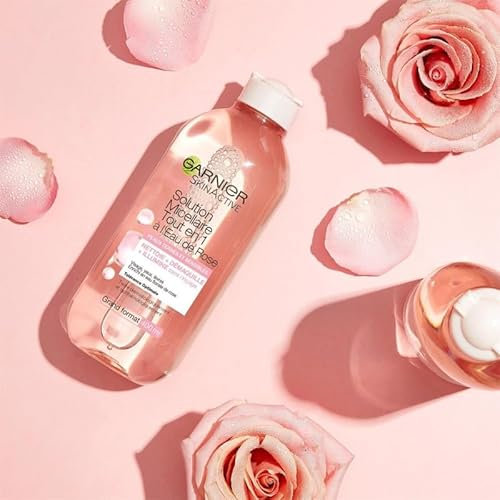 Skinactive - Eau micellaire à la rose - 400ml - Nettoyant visage doux et efficace - Soins pour une peau fraîche et éclatante - Lot De 3