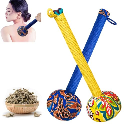 APSWUDR Körpermassagehammer, Handmassagehammer, Natürliche Wermutfüllung Hammerkopf, Geeignet für Schmerzen im unteren Rücken, Nacken, Schultern, Handmassagegerät, Tiefenmassagegerät