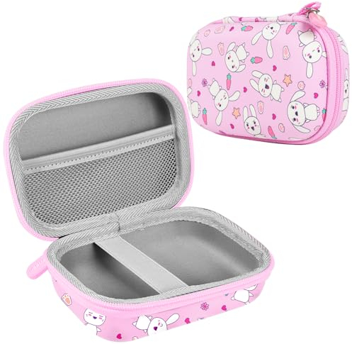 Leayjeen Kinderkamera Tasche Schutzhülle kompatibel mit ASTGMI/Gofunly/HiMont/Gofunly/arnssien/Fulkeley/GREENKINDER, Weihnachten Geb urtstag Geschenke für Jungen und Mädchen(nur Hülle) Rosa Häschen