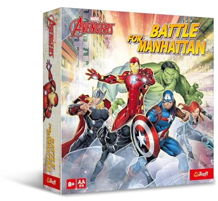 Trefl – Schlacht für Manhattan, Marvel Avengers – Familienspiele, Werden Sie EIN Superheld, Kombination von Entwürfen und Domino mit versteckten Identitäten, für Avengers-Fans, für Erwachsene und