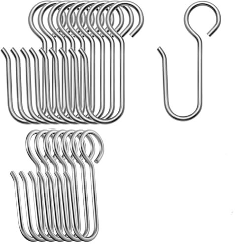 50 PCS Metal Drapery Hook S-Rings, Curtain Rings Track Glider Hooks for Window Door Bathroom (35mm*18mm)