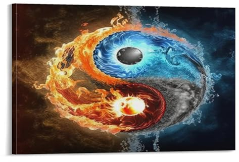 KeAan Yin Yang Tai Chi Wall Art - Leinwand Wandbild Poster Modern Dekorationen Für Das Wohnzimmer,Büro,Küche,Schlafzimmer 16x24inch(40x60cm)
