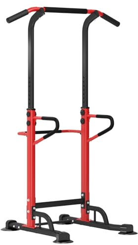 SogesHome Stazione Multifunzione per Allenamento, Power Tower Torre per Trazioni e Dip Stazione Fitness Multifunzionale Dip Station con Barra per Trazioni Regolabile in Altezza da 190 a 230 cm