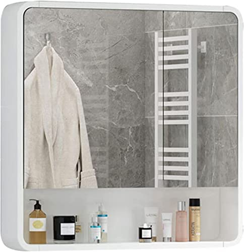 TZUFA Medizinschrank, Doppeltür-Medizinschrank, Massivholz-Badezimmerspiegelschrank, Haushaltsbadezimmerspiegel mit Regal, an der Wand montierter Spiegelschrank zur Aufbewahrung