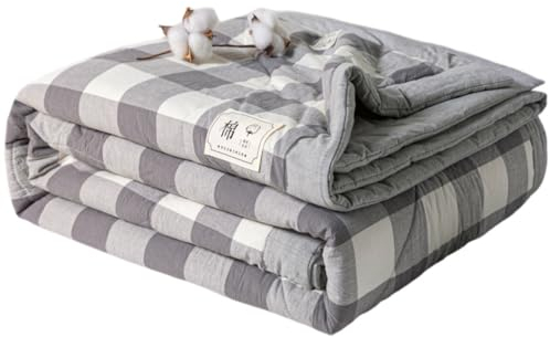 Surwin Tagesdecke Bettüberwurf Modern Plaid Gesteppt Steppdecke mit Kariert Muster Reversibler Weich Sommer Steppdecke für Doppelbett Einzelbett, Sofaüberwurf, Wohndecke (Grau Kariert,200x230cm)