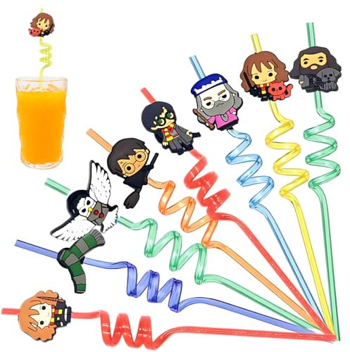 sitengjun 16 Stück Plastik Strohhalme,Harry Pot Geburtstag Party Deko,Strohhalme,Wiederverwendbare Trinkschleife Strohhalme,Mitgebsel Kindergeburtstag.