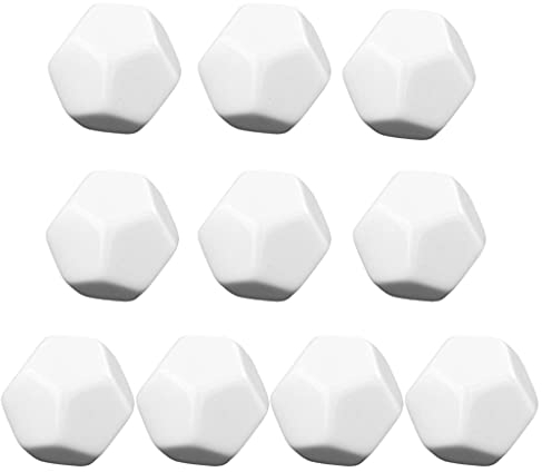 Saiyana 10Pcs D12 22mm Vuoto Colore Bianco Dadi 12 lati Può essere Scritto Da Pennarello Per Giochi Da Tavolo Accessori Acrilico Dadi Set
