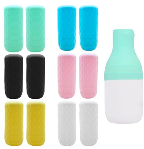 12Pezzi Manicotti per Bottiglie in Silicone da Viaggio,Riutilizzabili Manicotti Elastici a Prova,Guaine Elastiche da Viaggio,per Prodotti per la Cura della Pelle, Shampoo e Lavaggio del Corpo