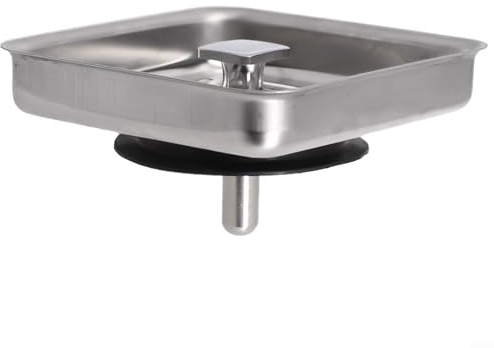 Colador cuadrado para fregadero de baño, colador de fregadero de cocina, escurridor de fregadero de cocina, escurridor de acero inoxidable, tapón de poste de desagüe