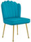HOMCOM Shell Luxe Velvet Accent Chair with Gold-tone Metal Legs, Modern Vanity Chair for Living Room, Bedroom, Home Office, Blue