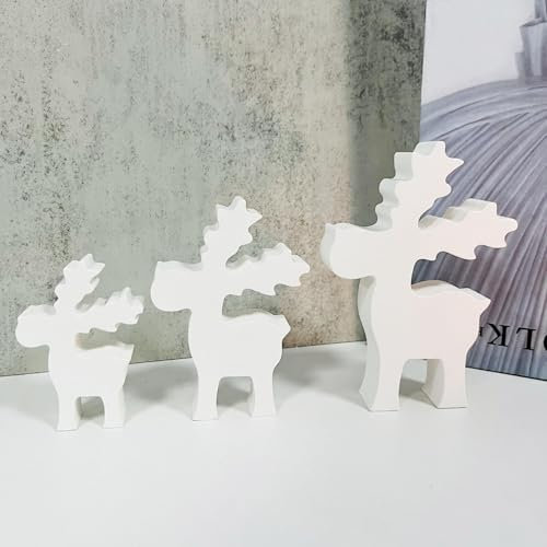 Silikonformen GießFormen Elch,Silikonform Weihnachten,DIY Silikonformen GießFormen Weihnachten,Weihnachtsdeko GießFormen Silikon,Kerzenformen Zum GießEn,3D Elch Weihnachten Deko (3PCS Elch B)