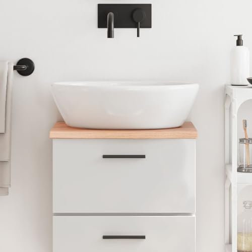 Homgoday Piano del bagno in legno massello trattato marrone chiaro 40 x 30 x 2 cm, piano di lavoro per armadio toeletta bagno lavabo piano piano di lavoro per lavabo tavolo mobile