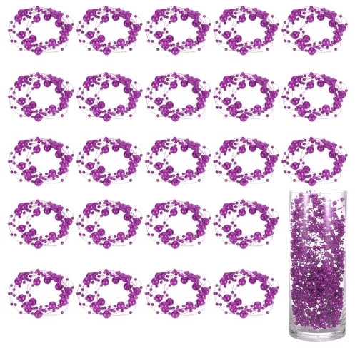 sourcing map 30 fili di perle artificiali per candele galleggianti, 1,2 m, viola scuro