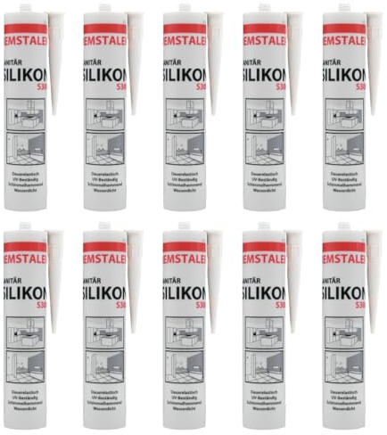 10x Remstaler SANITÄR SILIKON 300ml | Wasserdicht | für Innen- und Außenbereich | weiß und transparent (transparent)