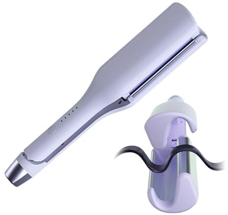 SGZIOO Plancha Ondas Al Agua, 32mm Plancha Ondas Surferas, 5 Temperaturas Regulable Plancha Ondas Pelo, Plancha Pelo Ondas Grandes, Plancha De Ondas Para El Pelo Para Pelo Largo/Corto Púrpura