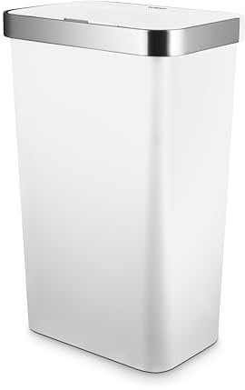 Tower T838028WHT Rectangular ABS Sensor Bin with Bin Liner Retainer Ring, 50L, White