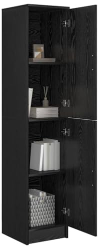 vidaXL Highboard Schwarz Eichen-Optik 35 x 39 x 168 cm, Eleganter Hochschrank, moderner Schrank, rechteckig, viel Stauraum, praktisch für Wohnzimmer, Essbereich
