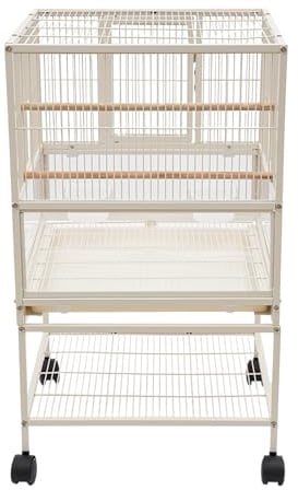 Weiß Kohlenstoffstahl Vogelkäfig, Vogelflugkäfig Stehender großer Vogelkäfig, für kleine und mittelgroße Vögel 48.5 * 46 * 83cm