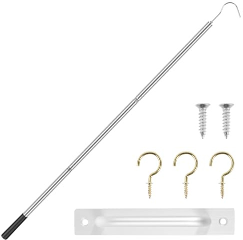 Attic Ladder Pull Down System Kit, 135cm Telescopic Loft Ladder Pole with Hook, Loft Hatch Pole, Pull-Out Hook Accessories Kit Tools for Home and Hotel