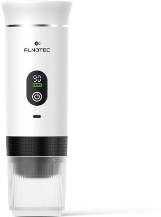 ALNOTEC Cafetière Expresso Portable-20 Bars-rechargeable-Machine a Cafe Portable-Auto-Chauffante- Compatible Capsules NES, DG & Café Moulu-80ml-chargeur USB-C-Housse + Support inclus (Noir)