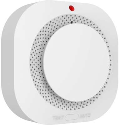 Hapippofa Smoke Alarm for Home, Fire Alarm Replaceable Battery Operated with LED Indicator & Silence Button, Smoke Detector 10-Year Sensor life, Conforms to EN 14604 Standard,1 PACK
