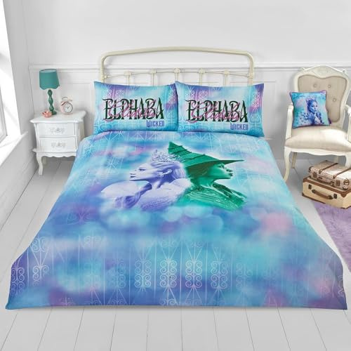 Wicked Glenda & Elphaba Reversible 2 in 1 Design Double Duvet Cover and Pillowcase Set - Wicked For Good