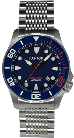 Automatic Pro Diver Watches Pantor Seahorse with Helium Valve Rotating Bezel Sapphire Stainless Steel Bracelet & extesion Buckle