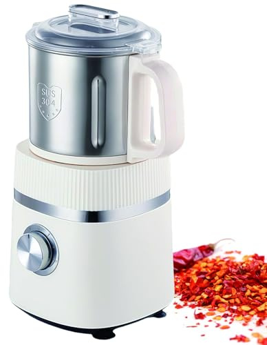 Molinillo Eléctrico De Granos 500W – Molino De Acero Inoxidable 600ml para Especias Café Nueces & Hierbas Secas Y Húmedas 26000RPM Cuchillas Dobles Molienda Automática con Un Toque Taza
