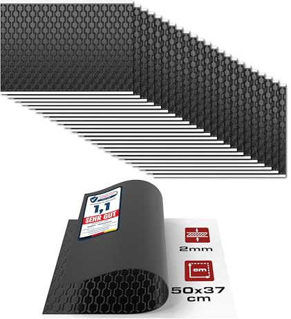 HASKYY Placas de aluminio de 2 mm, 4,44 m², 500 x 370 mm, 24 unidades, autoadhesivas, aislamiento acústico y acústico