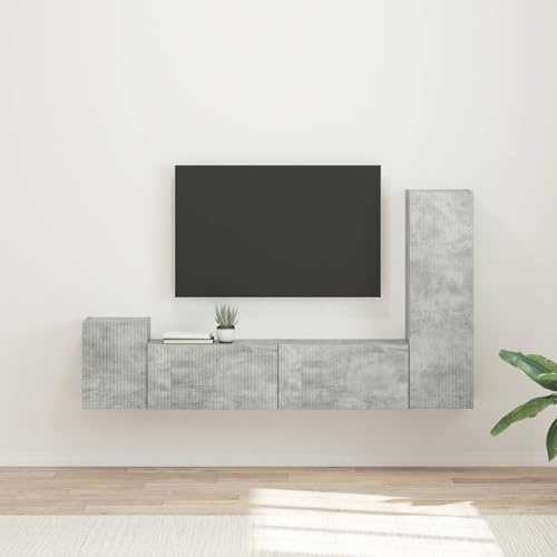 Générique Ensemble Meuble TV 4 pcs Gris béton Bois d'ingénierie,Meubles,Meubles TV,3409000