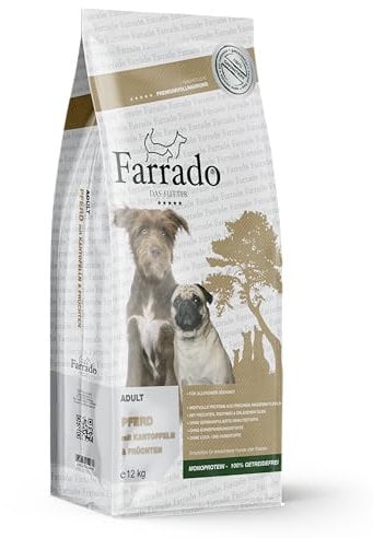 Farrado Pferd - Hundetrockenfutter für ausgewachsene Hunde Aller Rassen - getreidefrei, glutenfrei, zuckerfrei (1kg)