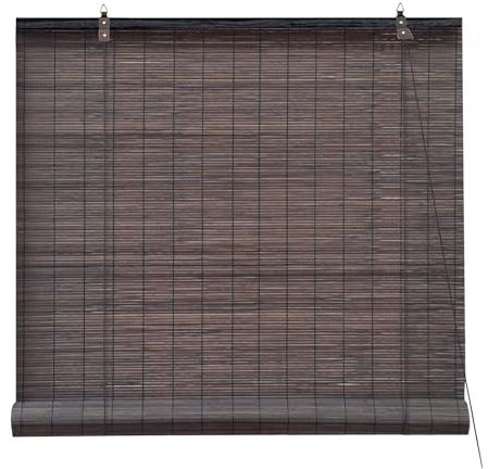 Victoria M. Bambusrollo Sonnenschutz Sichtschutz Rollo Seitenzugrollo, für Fenster und Türen, Blickdicht, 80 x 220 cm, Dunkelbraun