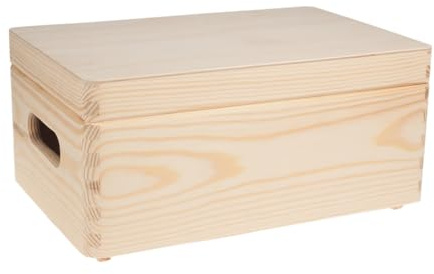 Stapelkiste mit Deckel 30 x 20 x 14 cm mit Griffen Natur Allzweckkiste Regal Holzkiste Aufbewahrung Obst Holz Kiste