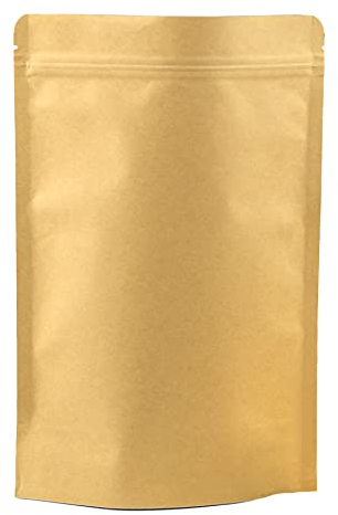 Evergreen Goods Sacs de stockage de qualité alimentaire en kraft marron, doublés d'une feuille d'aluminium, réutilisables, sacs d'emballage pour grains de café, noix, snack, 50 sachets de 130x210x60mm
