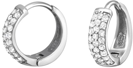 Monkimau Damen Ohrringe Creolen aus 925 Sterling Silver echt Silber mit Kristallen