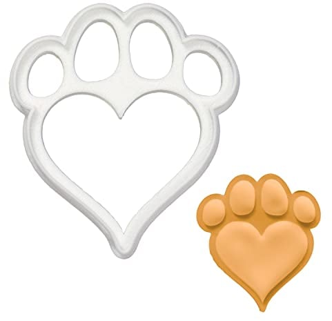 BAKERLOGY Heart Paw Cookie Cutter - Large Size - Detailed Biscuit Cutter Design for Baking and Crafts, Ideal on Fondant, Dough, Clay
