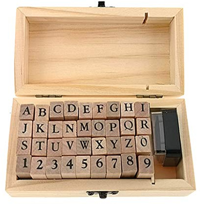 Alphabet-Stempel-Set, Vintage-Holzgummi-Buchstaben und Zahlen, Tagebuch-Stempel-Set für Kinder, DIY, Scrapbooking, Planer, Kartenherstellung (36 Stück)