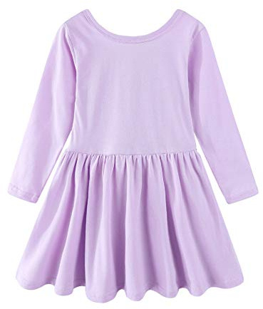 Mud Kingdom - Vestito da bambina, a maniche lunghe, con schiena scoperta, in cotone, per il tempo libero, 2-8 anni, Lilla, 5 anni