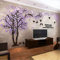 Wandtattoo Baum 3D DIY Wall Stickers Wandaufkleber Wandtattoo Wohnzimmer Schlafzimmer Family Wandsticker für Treppen Halle (Violett Links,XL-400 * 200cm)