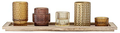 Bloomingville Windlicht Elvina, braun, Glas, 6er Set, 43 x 12,5 x 10,5 cm