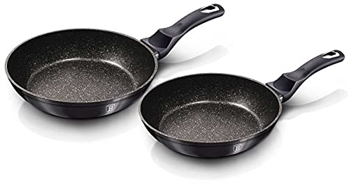 BerlingerHaus Haus Carbon Pro 2er Set Bratpfannen Induktion 22-26cm, Aluminium, PFOA, Metallic Line Design, Geeignet für Alle Herdarten, Glaskeramik, Gas BH-6908 Dunkelgrau Metallic