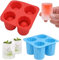 Lot de 2 bacs à glaçons en silicone - 4 glaçons géants en forme de tasse - Pour l'été, bar, fête, bière, glace, boisson - Accessoires (rouge + bleu)