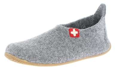 Living Kitzbühel Slipper Schweizer Kreuz Hausschuh, grau, 34 EU