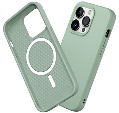 RhinoShield Case kompatibel mit [iPhone 14 Pro] | SolidSuit - MagSafe-kompatibel -Stoßdämpfende & schlanke Schutzhülle mit Premium Finish - 3.5 Meter Fallschutz - Salbeigrün