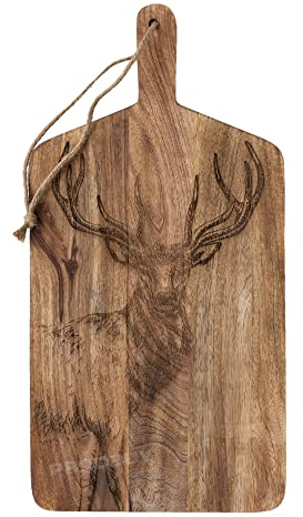 Large 50cm Thick Natural Wooden Stag Food Chopping Serving Board with Handle