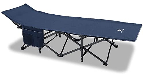 ALPHA CAMP Feldbett Klappbar 190 x 67 x 35 cm, Campingbett XXL bis 270 kg, Campingliege Faltbar Leicht für Erwachsene Camping Bett mit Tragetasche und Seitentasche(Dunkelblau)