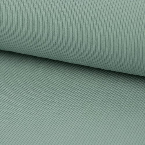 SCHÖNER LEBEN. Jersey Rippjersey Feinstrick einfarbig altgrün 1,45m Breite