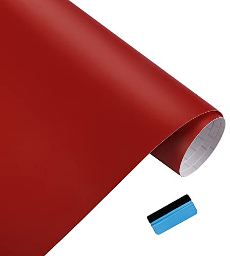 NewL Matte Vinylfolie für Autos, Aufkleber und Aufkleber, Folie, blasenfrei, Dekoration, DIY, Motorrad, Automobil, Autozubehör (rot, 30cm x 150cm)