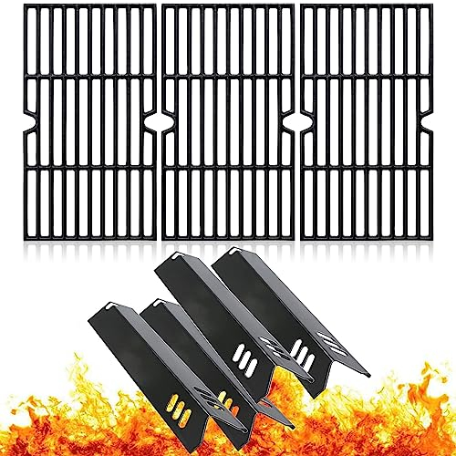 Adviace Grill-Ersatzteile für Dyna Glo DGF493BNP, Hinterhof-Grillteile BY13-101-001-12, Uniflame Grill-Ersatzteile GBC1343WP-U, Gusseisen-Roste, 38,1 cm Porzellan-Grill-Hitzeschild-Platte.